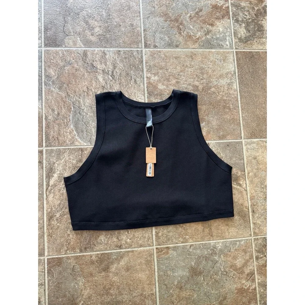 Skims Knit Swim High Neck Top Onyx Size 4X